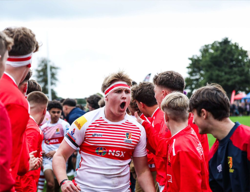 Rugby player cheering